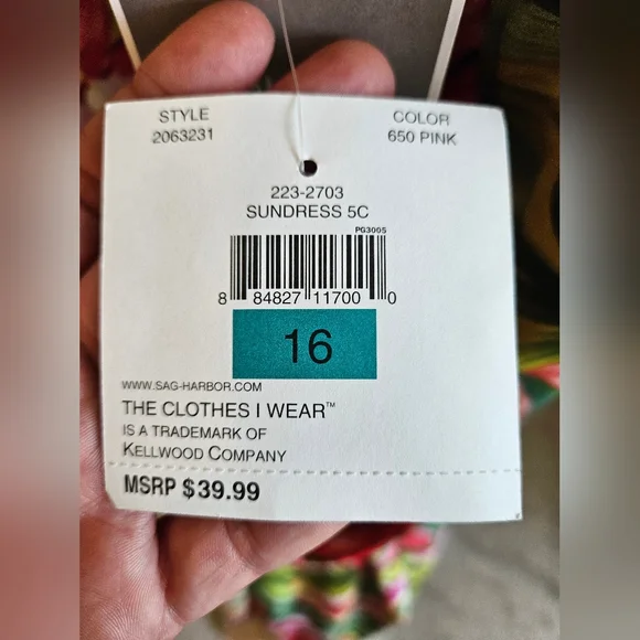 NWT SAG HARBOR Hawaiian Print Wrap Dress with Slit and Collar 16 L - Picture 7 of 7